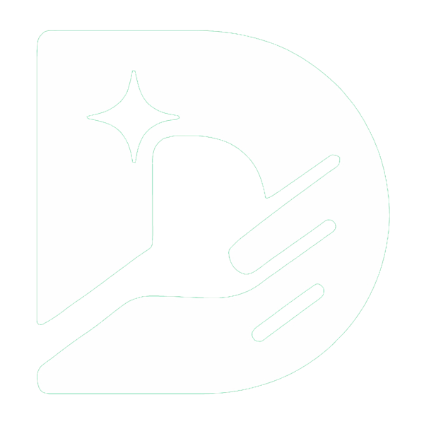 The Dansyte logo cut out by colour: the white D on a transparent background, with the sparkle and stripes cut through